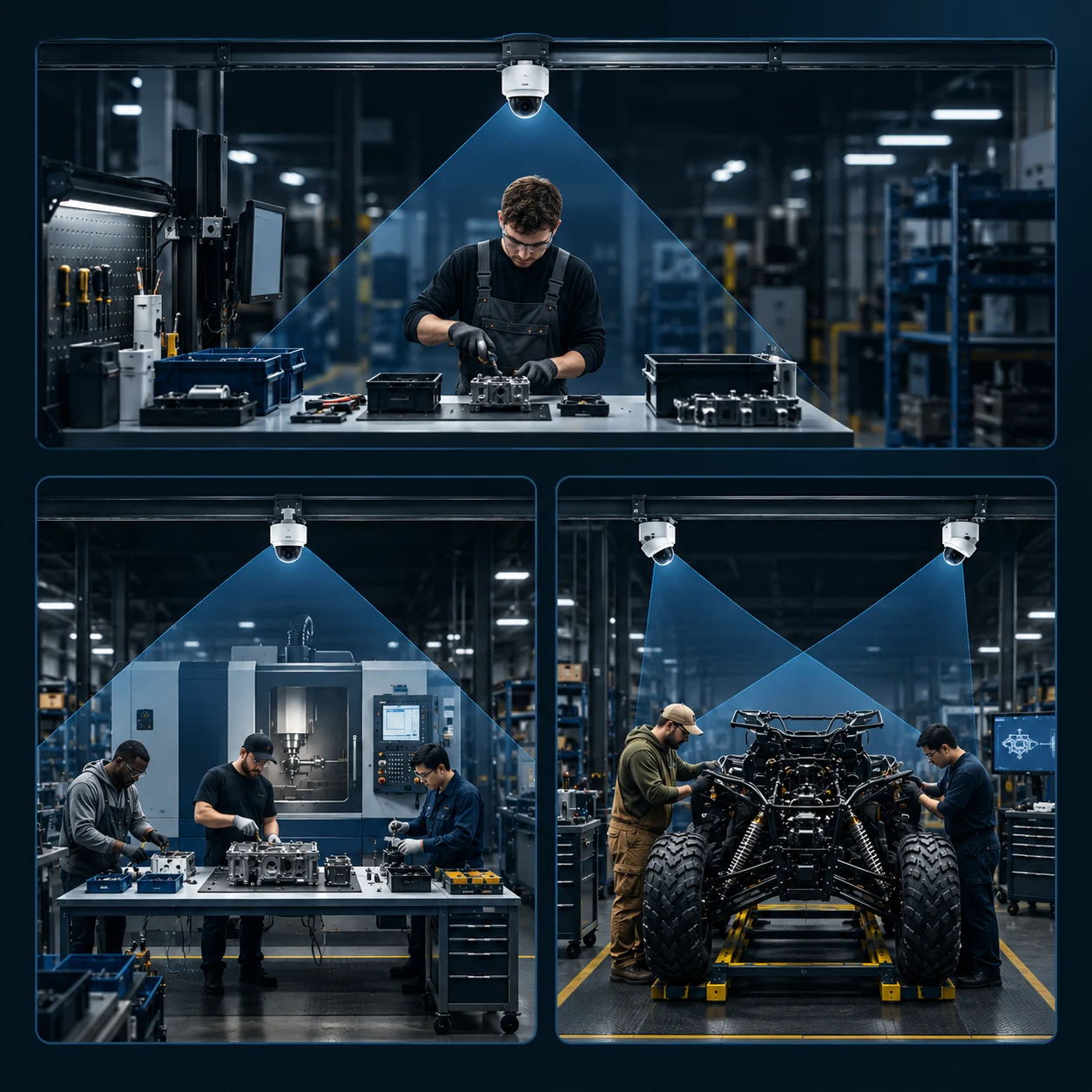 Camera mounted above an assembly bench